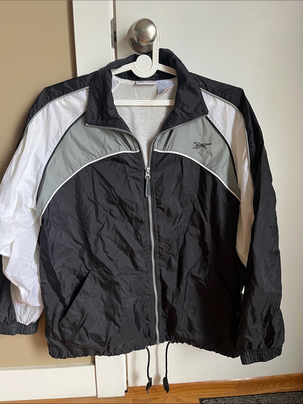 Reebok Black, Gray & White Retro Track Jacket